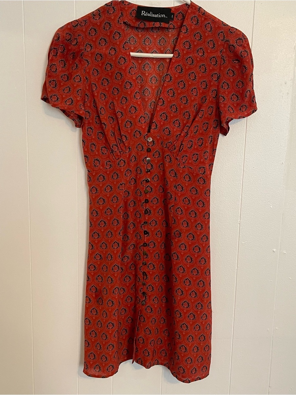 Réalisation Par The Cecile Red Floral Silk Mini Dress Size XS - Picture 2 of 15